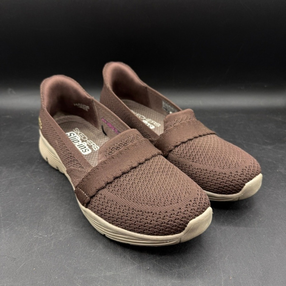 Skechers Slip ins Hands Free Sneakers Women 8.5 Brown Stretch Fit Comfort Boho